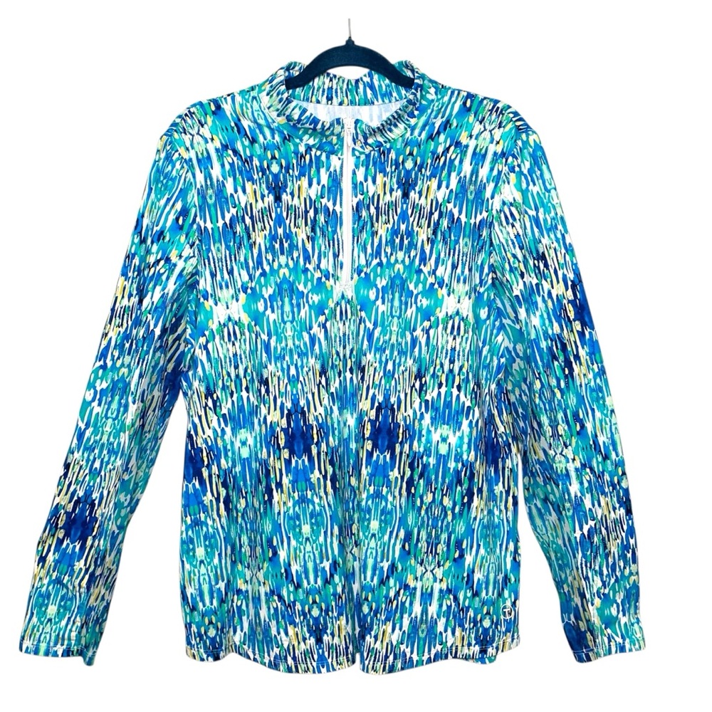 Tribal Sport UPF 50 Long Sleeve Shirt Blue XL Performance QuickDry 1/4 Zip Beach